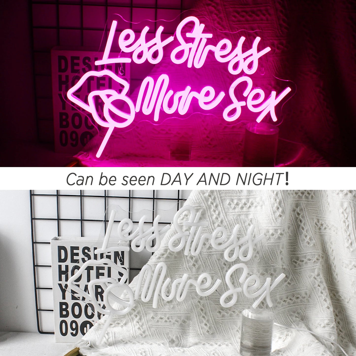 Less Stress More Sex Neon Sign Wall Decor Bedroom Neon Sign Lights Home Bar Hotel Cafe Shops Party Man Cave LED Neon USB