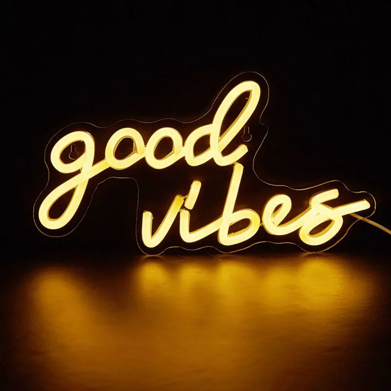 Led Neon Sign Goodvibes Usb Powered Wall Neon Signs For Bedroom Home Wedding Party Decoration Dropshipping