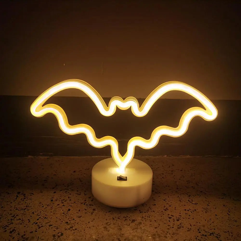 Led Neon Sign Durable Night Light Flicker-free Halloween Bat Neon Sign Lamp Shape Desktop Ornament Usb/battery for Sellers