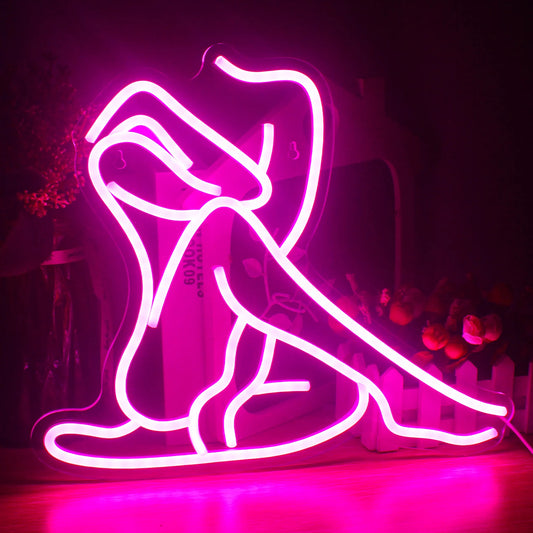 Women Lady Neon Sign Dimmable USB Powered Wall Decor Pink Neon Light up Signs for Bedroom Man Cave Bar Party Pub Decor Neon