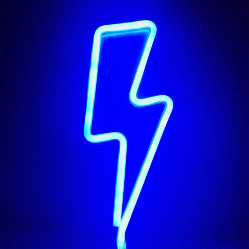 LED Home Neon Lightning Shaped Sign Neon Fulmination Light USB Decorative Light Wall Decor for Kids Baby Room Wedding Party