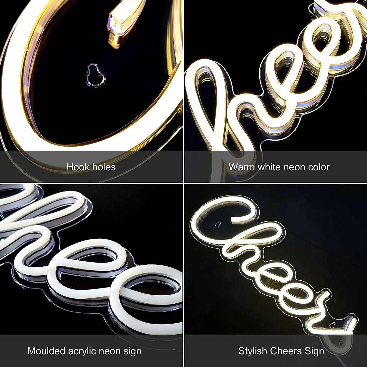 LED Neon Cheers Signs Luminous Lettering Suitable For Home Bar Decoration Moulded Acrylic Neon Wall Signs Birthday Party Lights