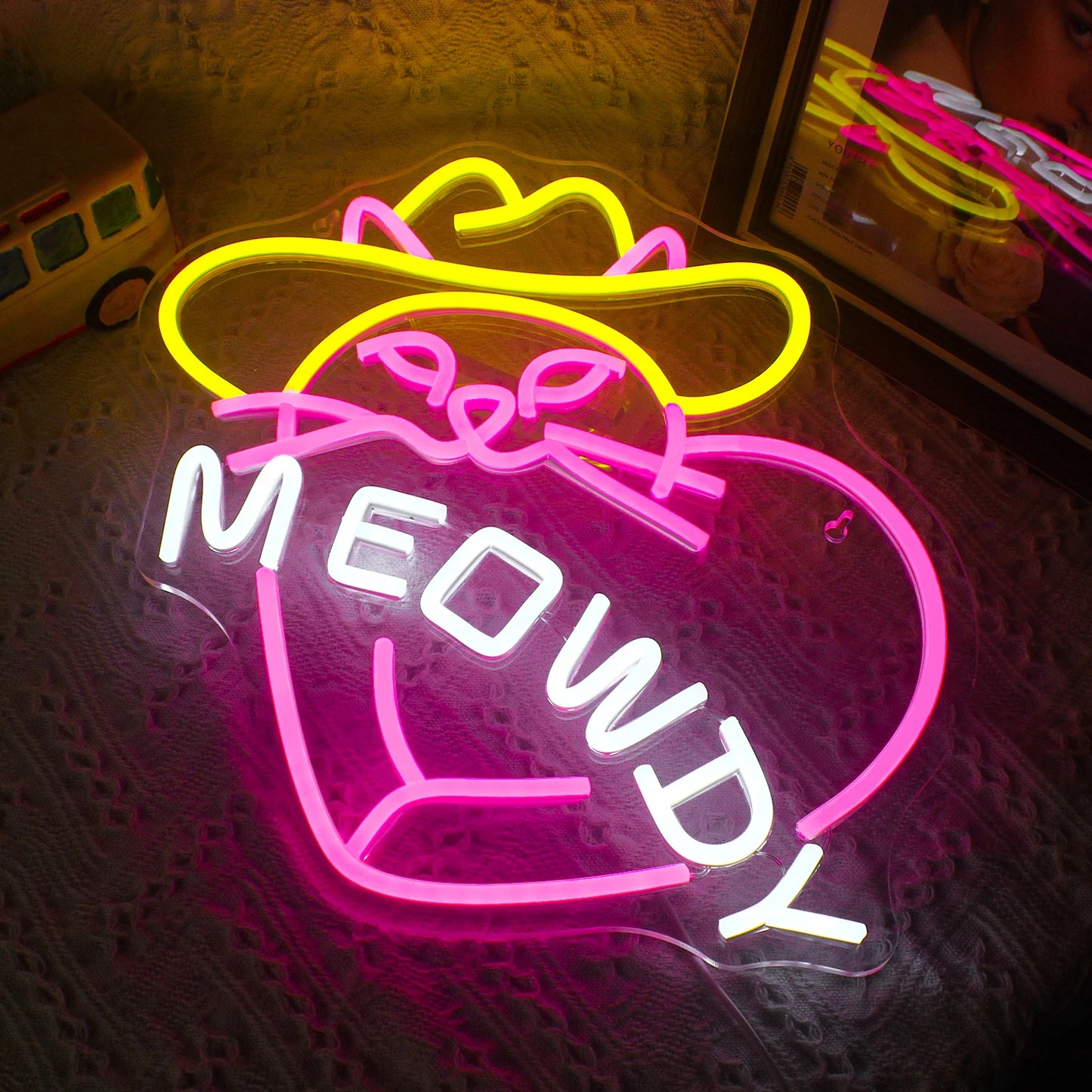 cowboy cat Neon Light Neon Glow Sign Cave sign Bar Party Bedroom Home pet shop Atmosphere Decorative Light Valentine's Day pres