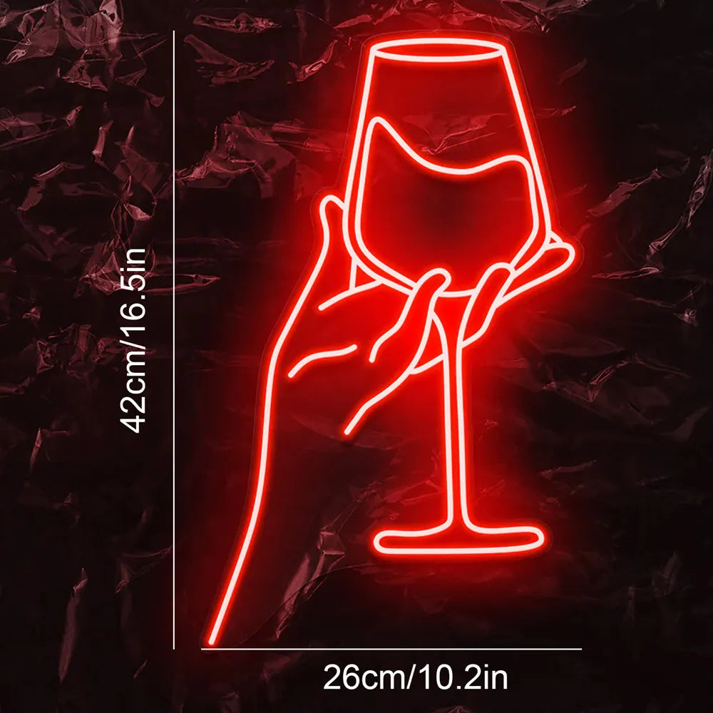 Red Wine Glass Neon Sign LED Lights Personality Wall Decor USB Lamp For Shop Sign Cocktail Bar Pub Nightclub Man Cave Decor