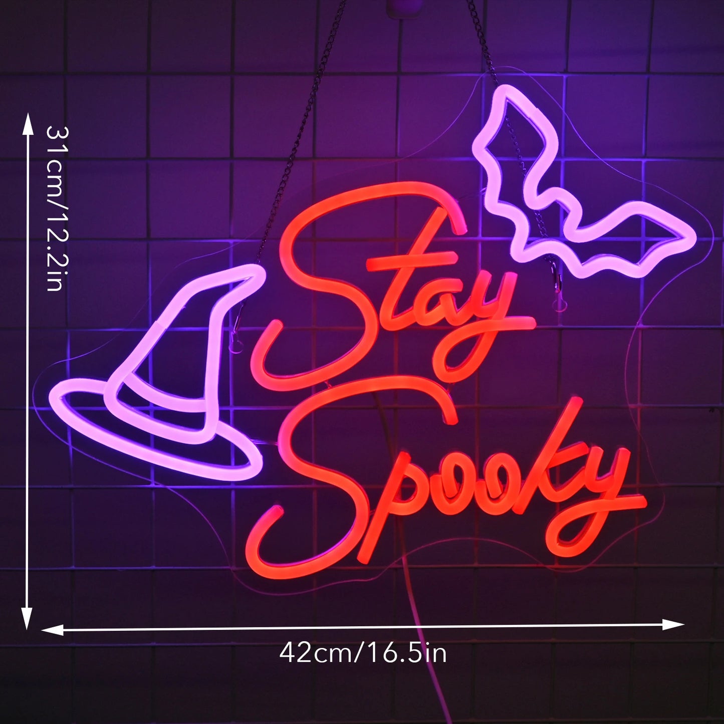 Stay Spooky Neon Signs Led Lights Halloween Home Party Room Decoration For Bedroom Wall Decor USB Powered Neon Lamp Art Sign