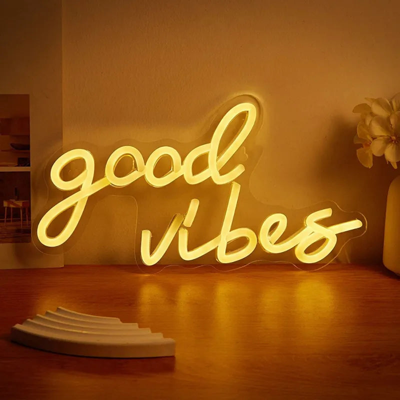 Led Neon Sign Goodvibes Usb Powered Wall Neon Signs For Bedroom Home Wedding Party Decoration Dropshipping