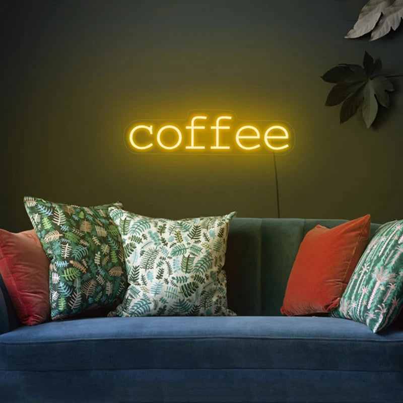 Coffee Neon Sign Shop Decoration Neon Light For Coffee Bar Sign Living Room Wall Decor Restaurant Drink Food LED Neon Wall Decor