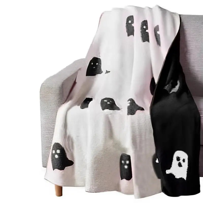 Halloween Blankets Throws Double-sided pink Ghost Blanket Fall Flannel Blanket for Bed Sofa Couch Fuzzy Blanket Plush Cover