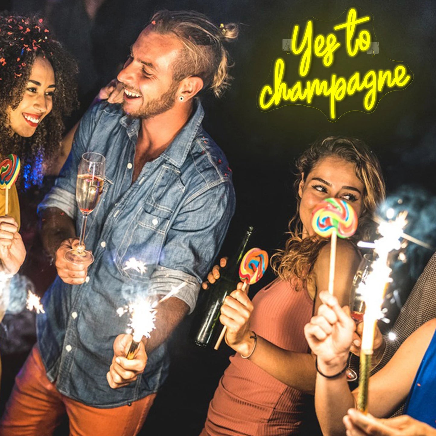 Yes to Champagne Neon Sign Champagne Neon Bar Signs Bar Wall Decor Led Signs Bedroom Wall Man Cave Home Bar Party Birthday Decor