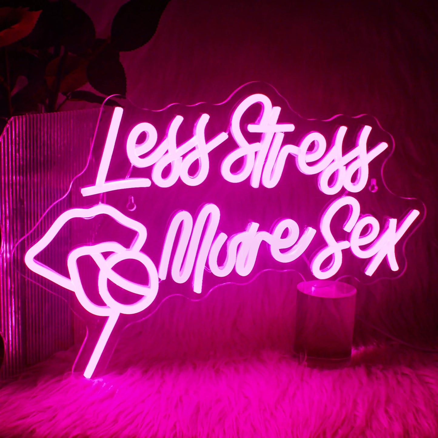 Less Stress More Sex Neon Sign Wall Decor Bedroom Neon Sign Lights Home Bar Hotel Cafe Shops Party Man Cave LED Neon USB