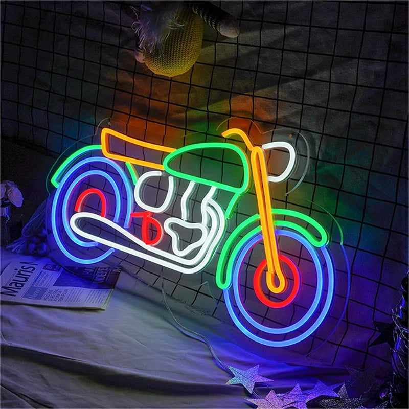 Motorcycle Neon Sign Led Light Home Wall Decoration Game Player Repair Store Man Cave Giftparty Bar Moto ART Personality Lamp