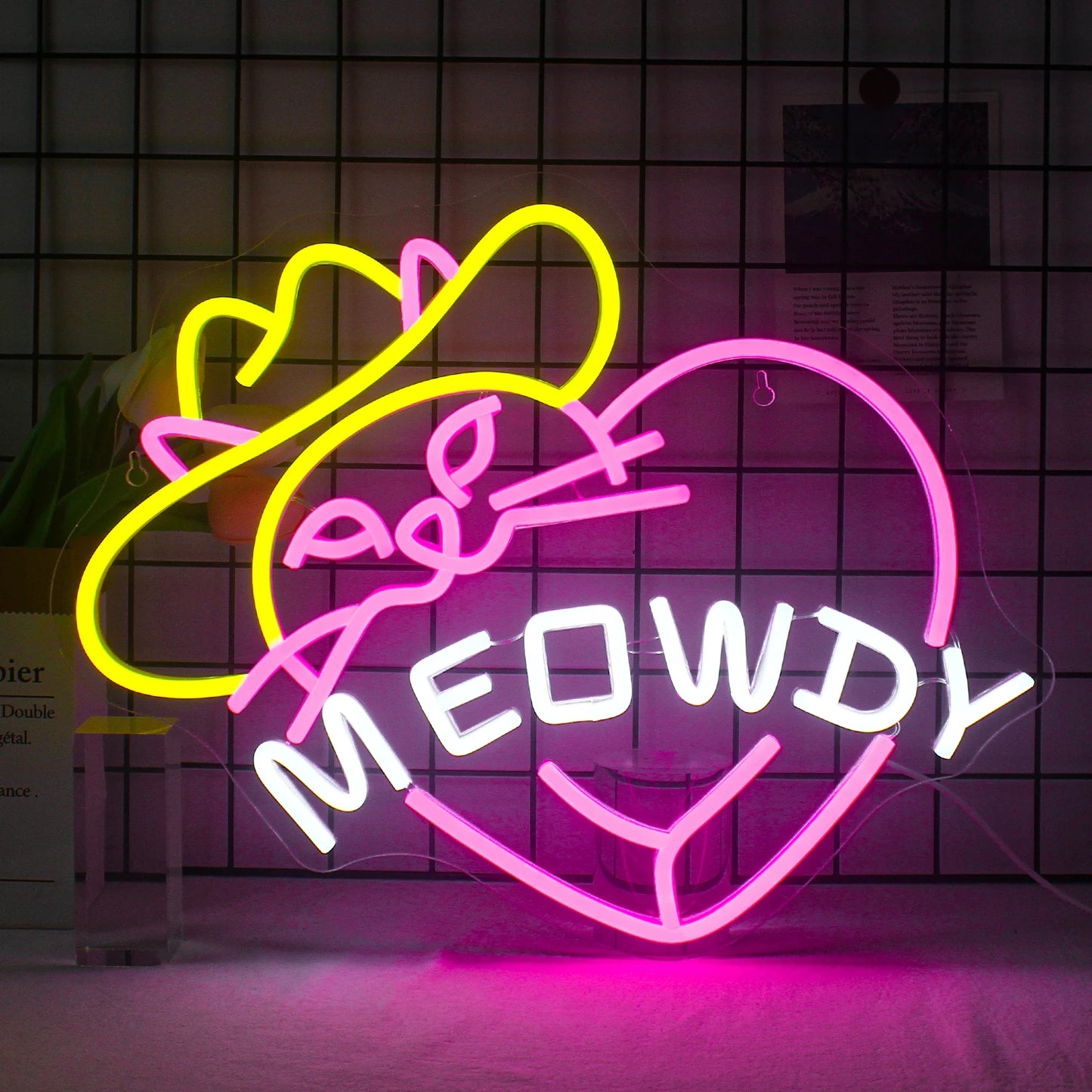 cowboy cat Neon Light Neon Glow Sign Cave sign Bar Party Bedroom Home pet shop Atmosphere Decorative Light Valentine's Day pres