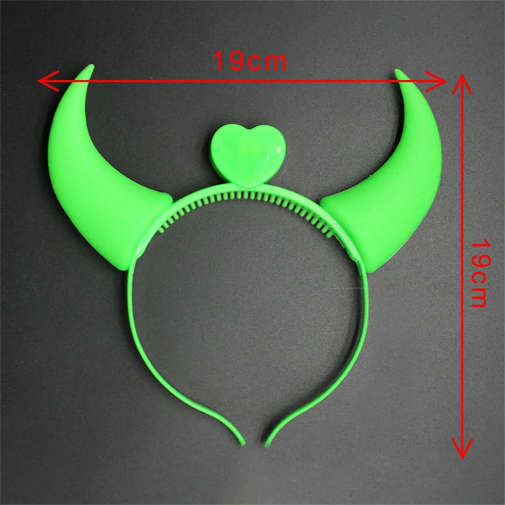 Halloween Decoration Devil Horn Luminous Hairhoop Led Hairband Flashing Glow Headress Light Up Hair Access Cosplay Glowing Prop