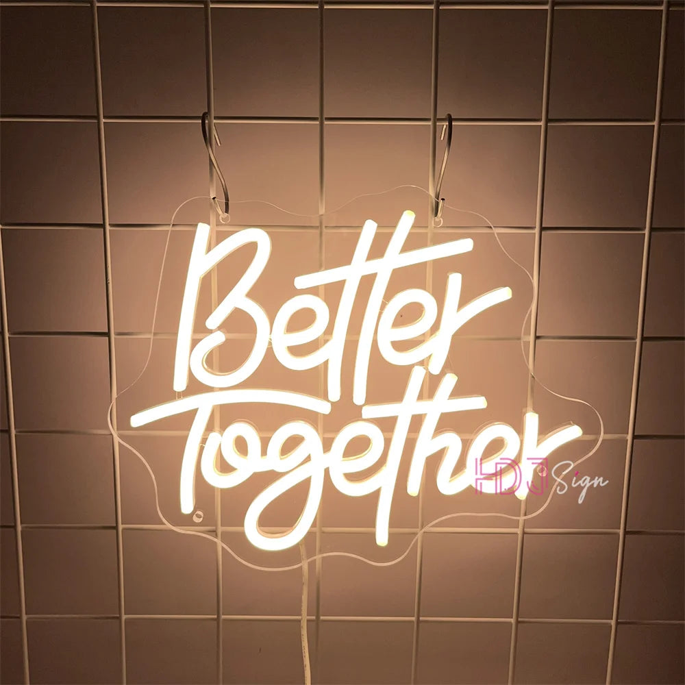 Better Together Neon Sign Wedding Decor Room Neon LED Sign Wall Deocr Bedroom Bride To Be Mr And Mrs Neon Light Party Engagement