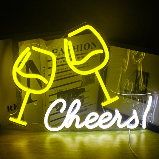 Cheers Neon Sign LED Room Wall Decor USB Powered Acrylic With Switch For Party Bar Club Office Man Cave Art Decor Shop Sign