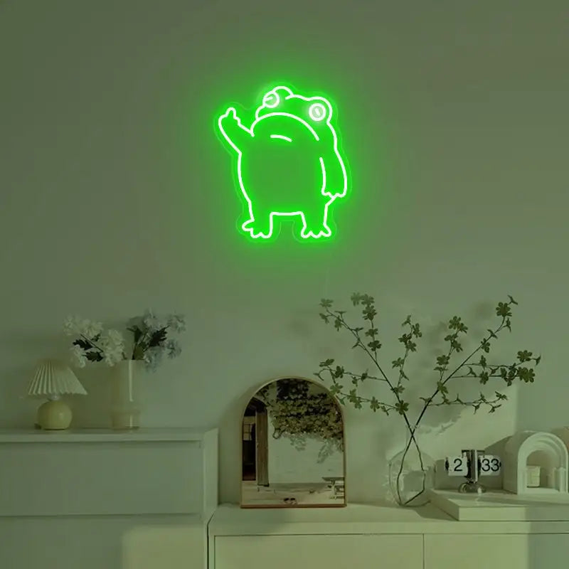 Frog with an attitude Neon Sign Custom Frog Led Signs Gaming Room Shop Club Bar Man Cave Decor Cute Animal Art Neon