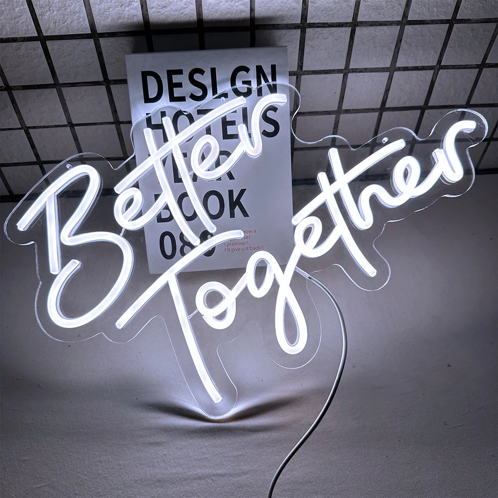 DECO Better Together Led Neon Sign 45x28cm Light for Baby Birthday Party Decoration 5V USB Powered Kids Gift with Switch Base