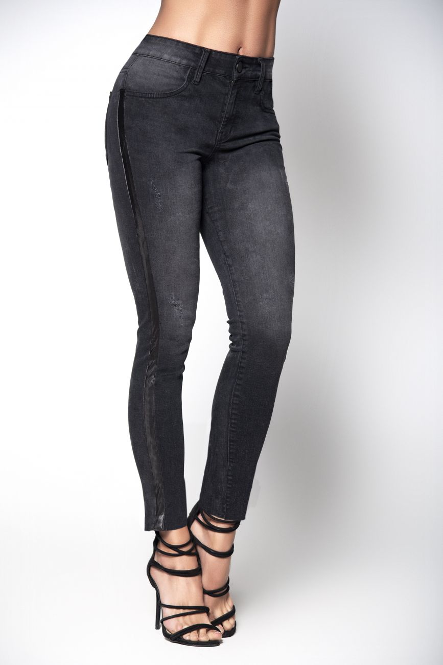 Butt Lifting Jeans with Side Satin Strip Detail