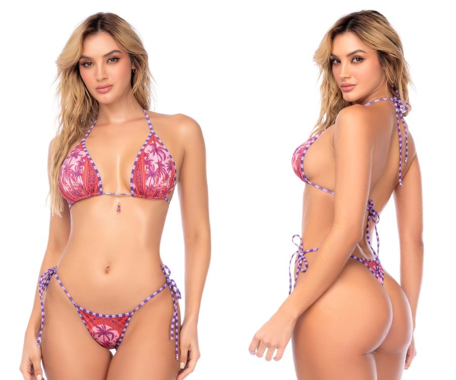 Sunset-Pink Palm Print Bikini