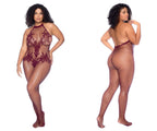 Halter And Crotchless Floral Bodystocking