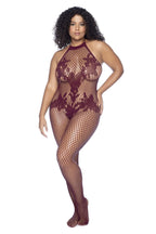 Halter And Crotchless Floral Bodystocking