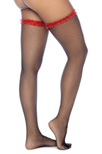 Fishnet Ruffle Tigh High Stocking