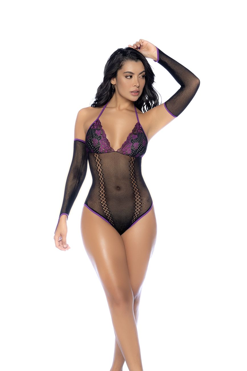 Fishnet and Lace Bodysuit Set