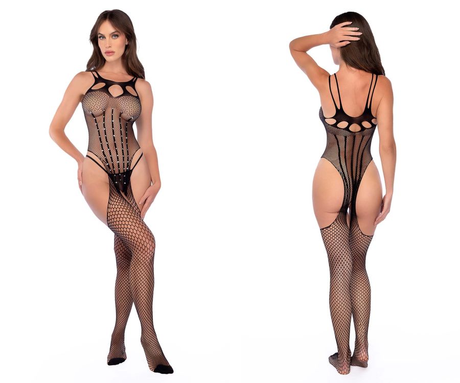 Fishnet Bodystocking with Rhinestone Detail