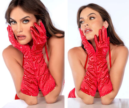 Satin Rhinestone Opera Gloves