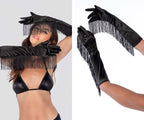Satin Fringe Opera Gloves