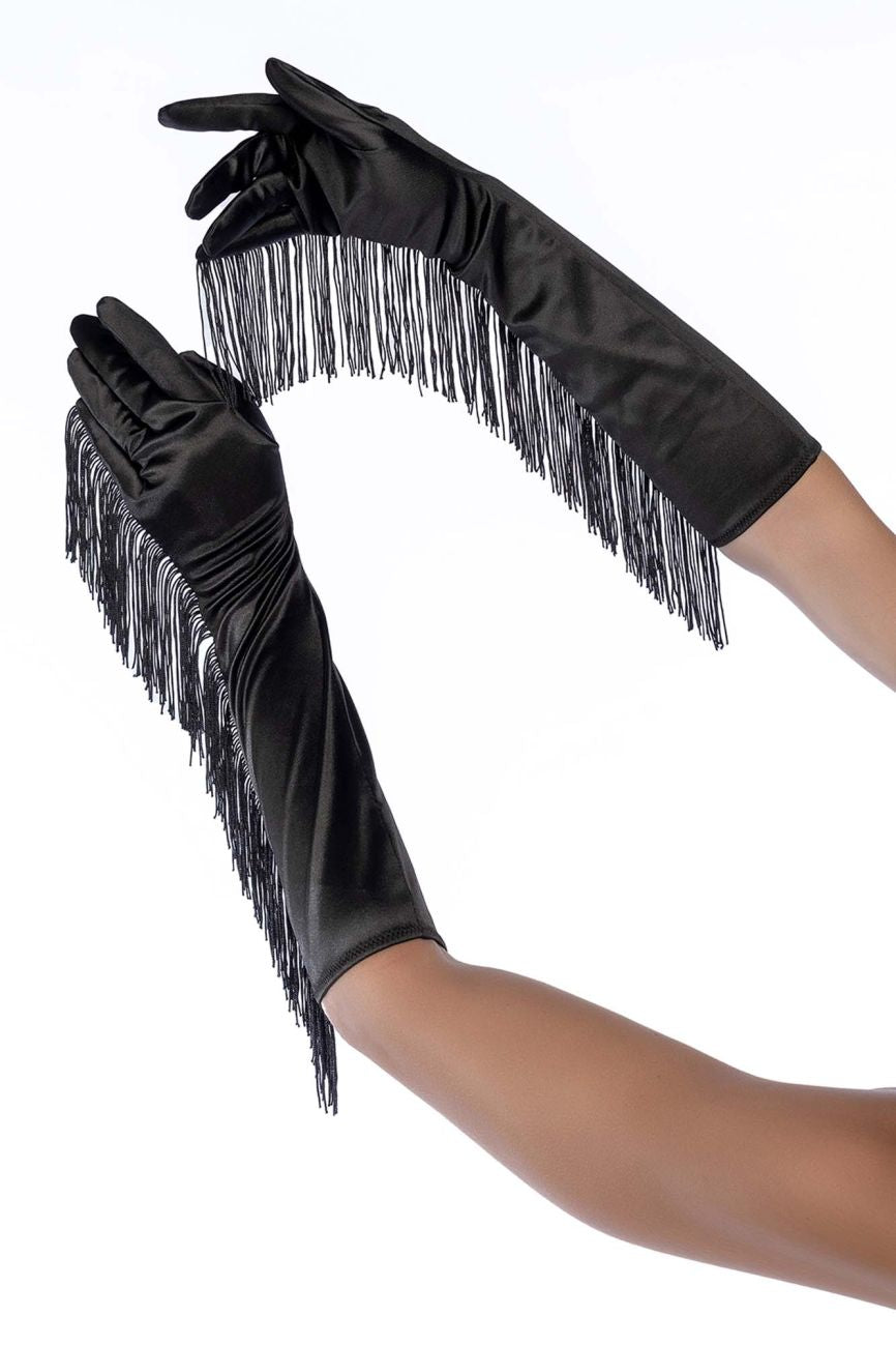Satin Fringe Opera Gloves