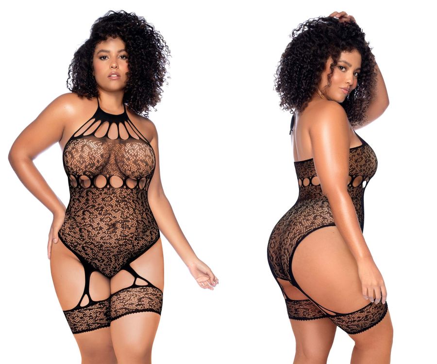 Leopard Halter Fishnet Bodysuit