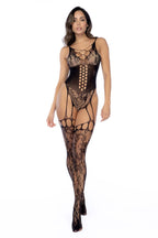 Floral Cincher Fishnet Bodystocking