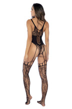 Floral Cincher Fishnet Bodystocking