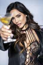 Rose Fishnet Chemise Black