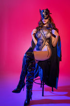 1151 One Size Snake Fishnet Bodysuit Black-Red