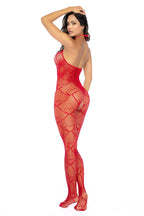 Heart Fishnet Bodystocking with Rhinestone Detail