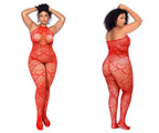 Heart Fishnet Bodystocking with Rhinestone Detail