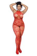 Heart Fishnet Bodystocking with Rhinestone Detail