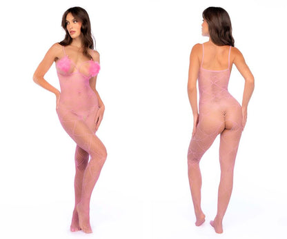 Feather Kiss Fishnet Bodysuit