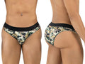 men’s low-rise briefs with bold camouflage print