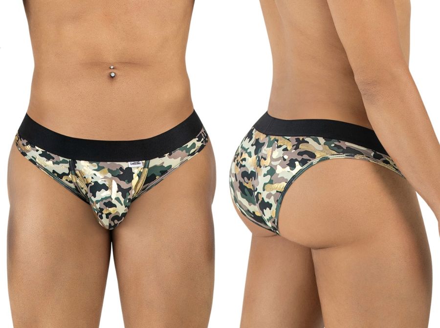 men’s low-rise briefs with bold camouflage print