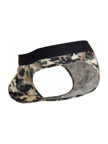 men’s low-rise briefs with bold camouflage print
