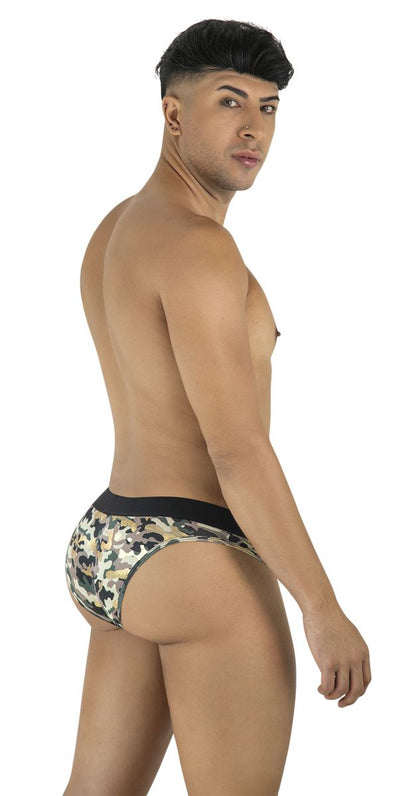 men’s low-rise briefs with bold camouflage print