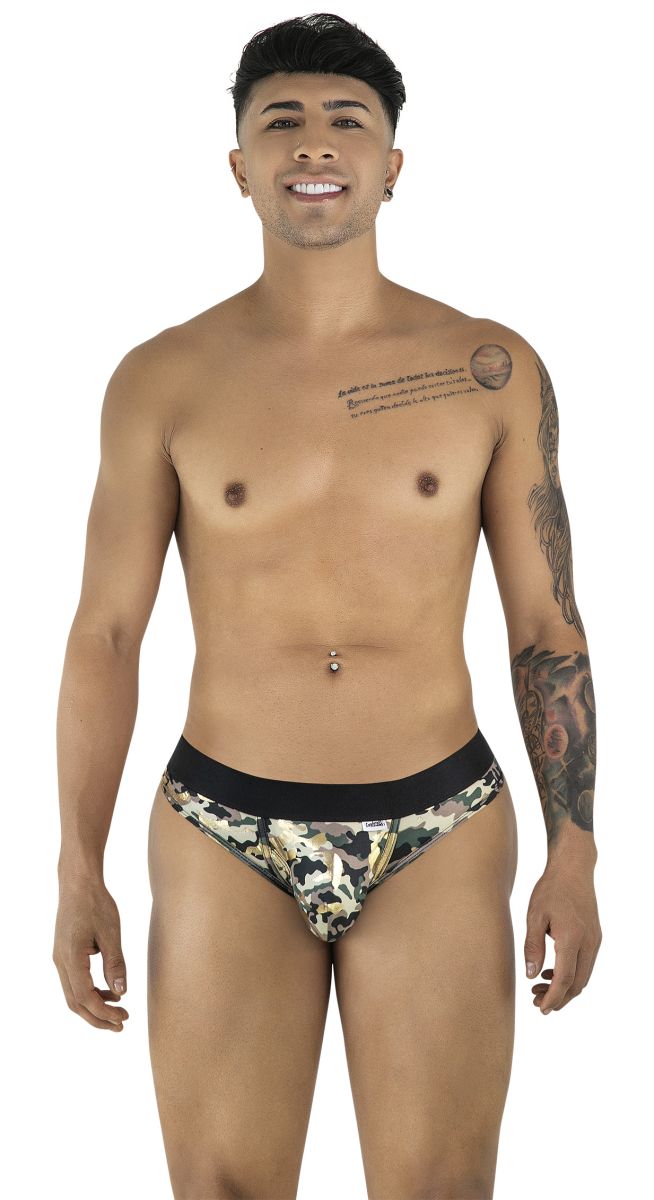 men’s low-rise briefs with bold camouflage print