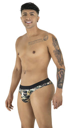 men’s low-rise briefs with bold camouflage print
