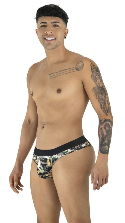 men’s low-rise briefs with bold camouflage print