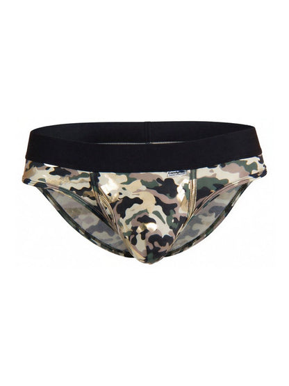 men’s low-rise briefs with bold camouflage print