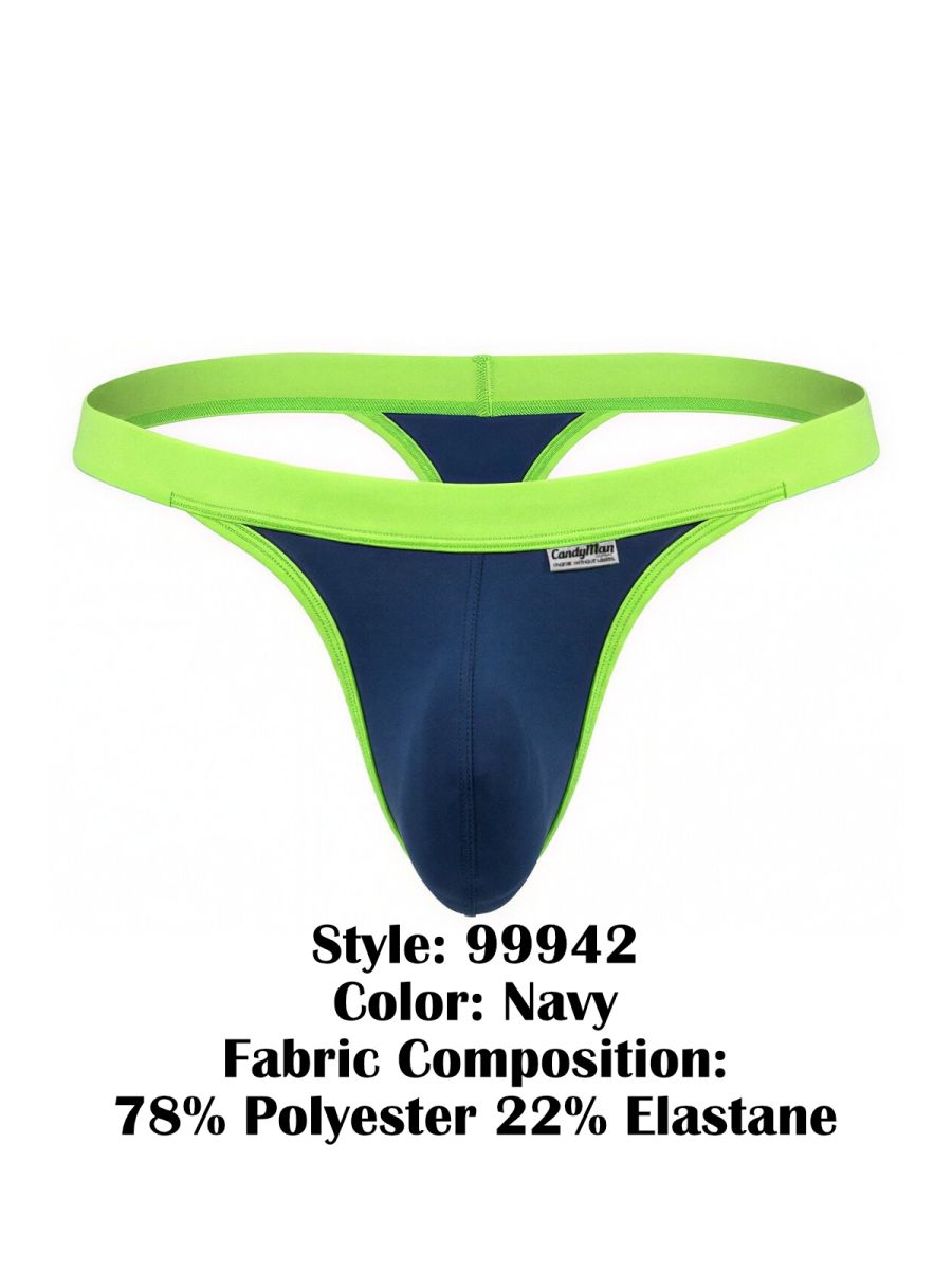 Men's deep blue and neon green sporty thongs
