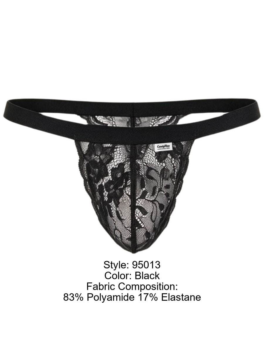 CandyMan Men's Lace Thongs lightweight breathability alongside a provocative sheer texture